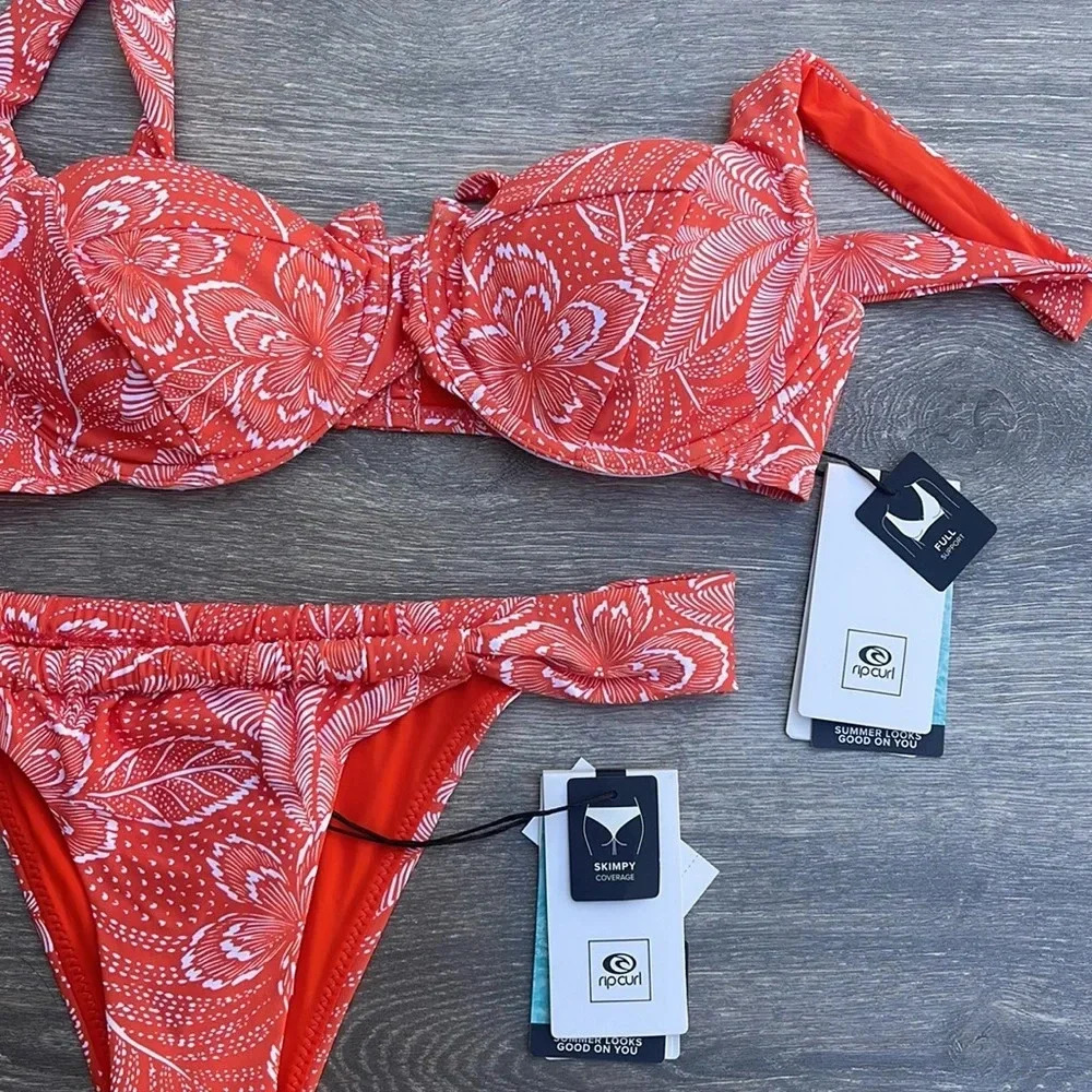 Rip Curl Rio Floral Balconette & Skimpy Bottoms, hot orange - Picture 15 of 16